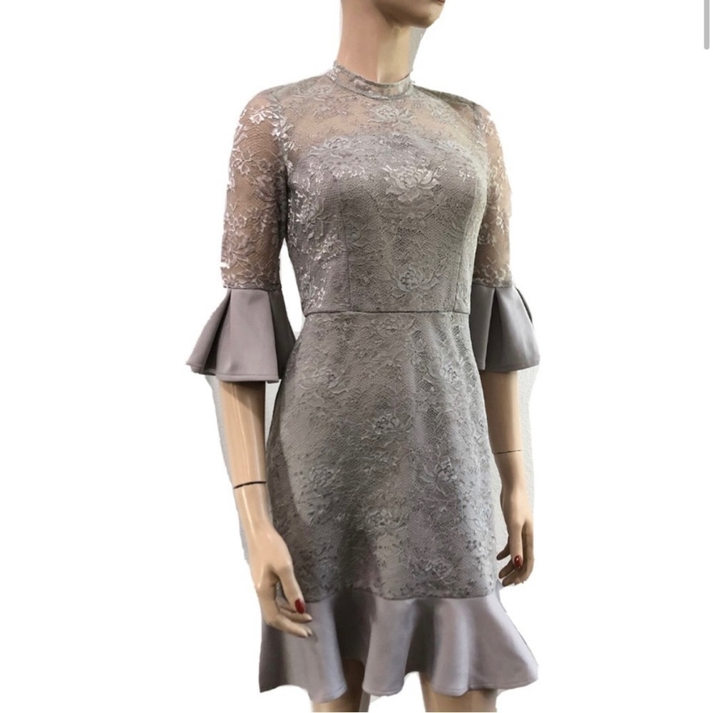 Chi Chi London Tulle Lace Prom Midi Dress - Grey